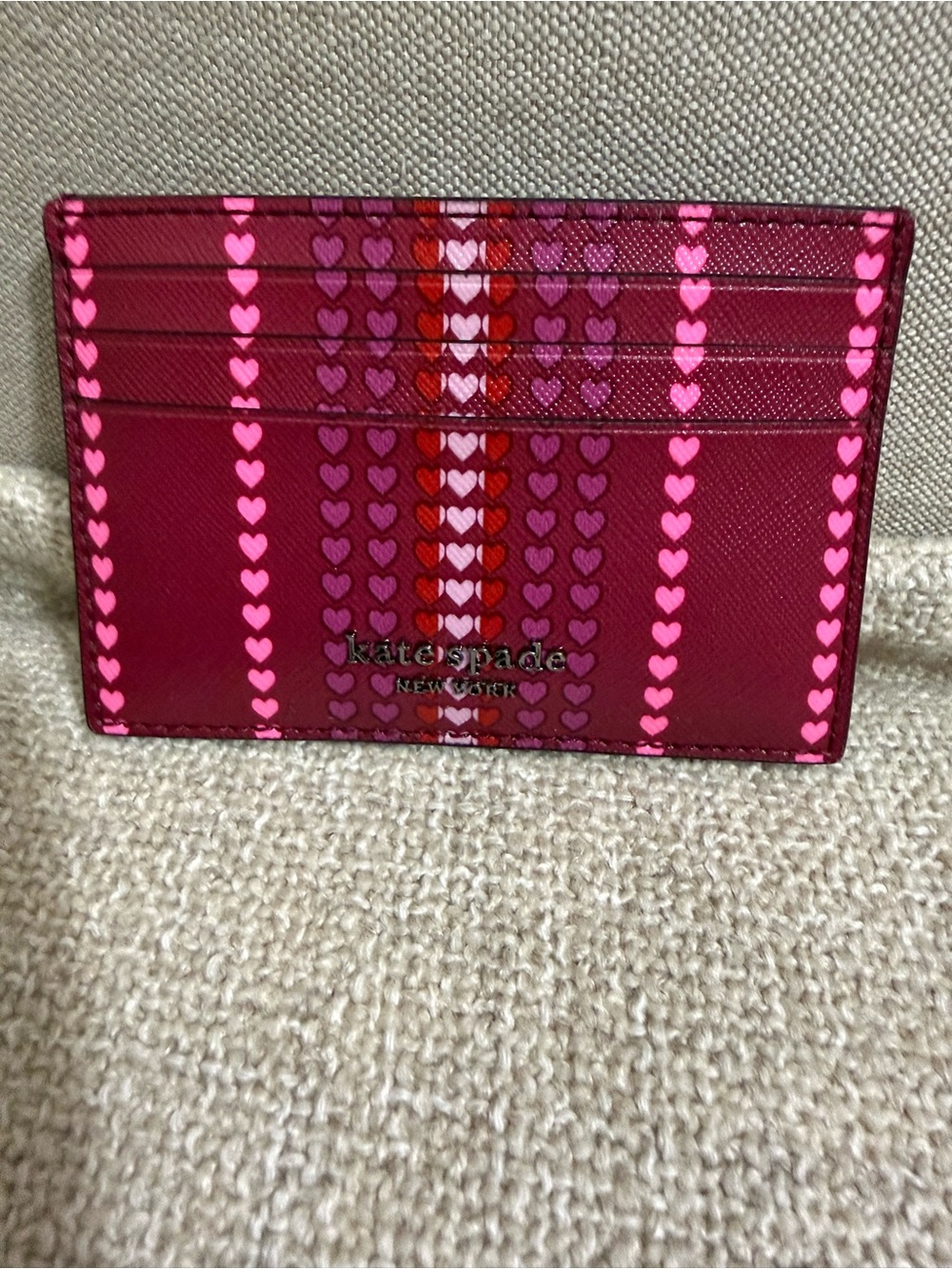 kate spade Magenta Heart Stripe Card Holder